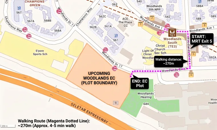 Woodlands South MRT near Wynwood Grand EC